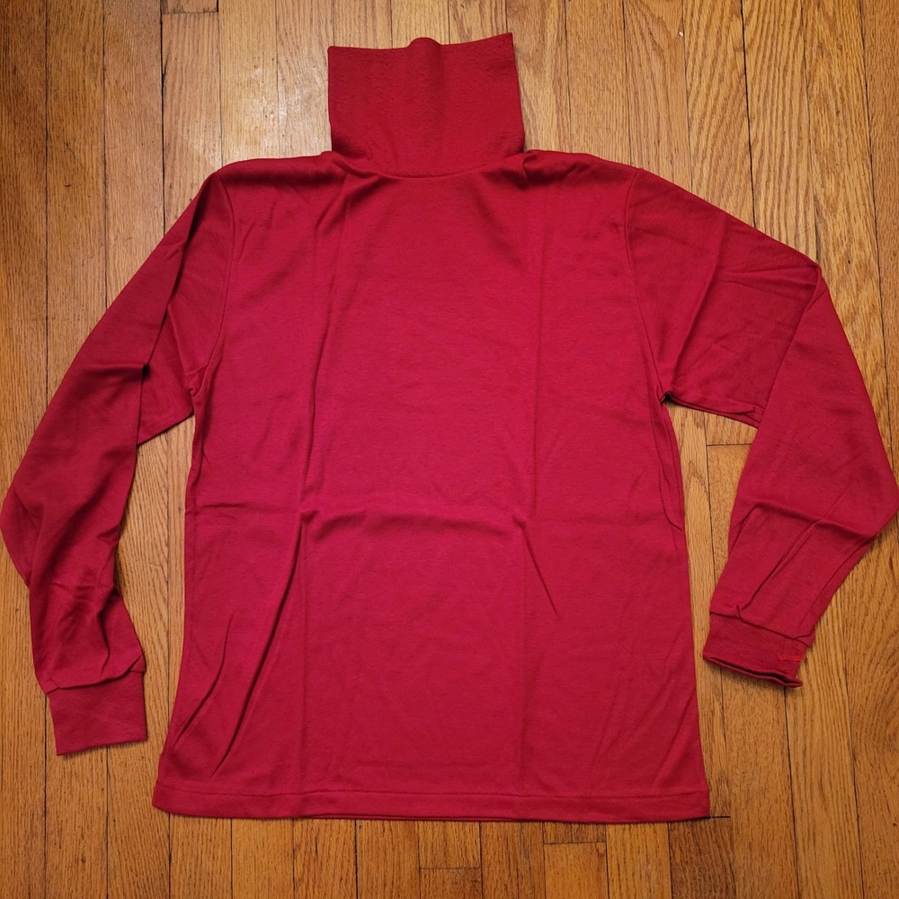 Lands End Red Long Sleeve Turtleneck Top Shirt L Whimsigoth Granny Academia Twee